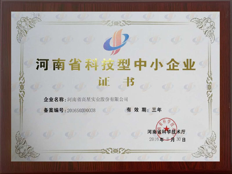 科技型中小企业证书